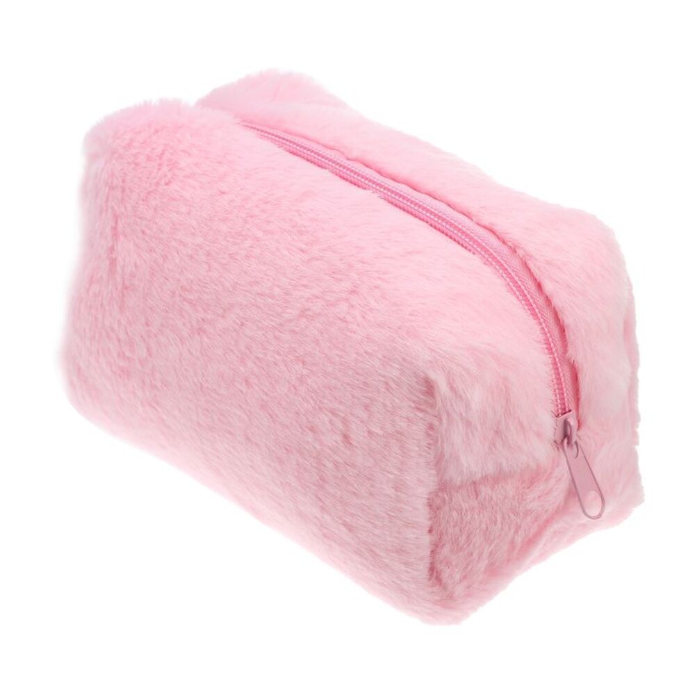 Small Plush Soft Beauty Cute Travel Toiletry Multifunctional Cosmetic Bag Pink